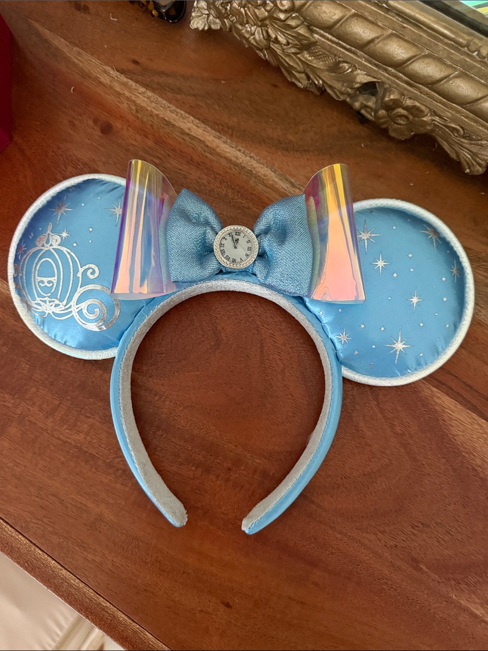 Disney Princess Cinderella Light Blue Iridescent Minnie Ears Headband